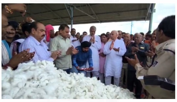 Khargone Cotton Mandi: शुभ मुहूर्त में विधि विधान से कपास की फसल की नीलामी शुरू