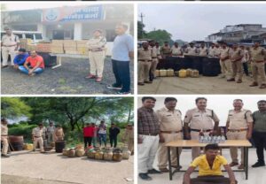 शराब माफियाओं के ठिकानों पर दबिश,399 ठिकानों से 3190 लीटर अवैध शराब पकड़ी